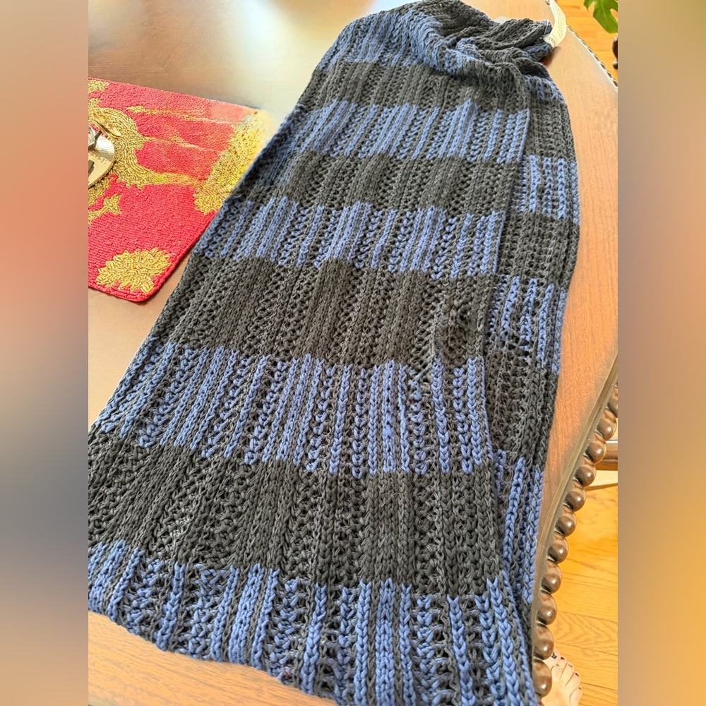 BCBGMaxAzria Black & Blue Striped Knit scarf